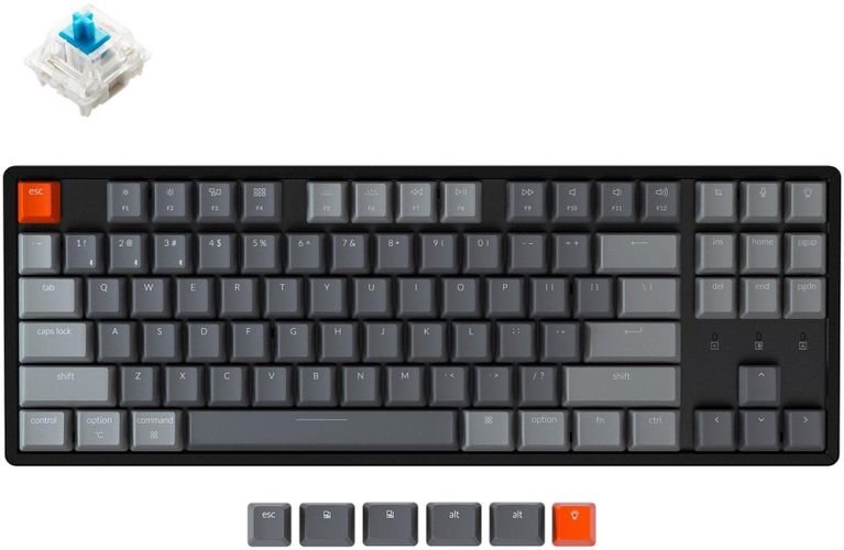 Клавиатура Keychron K8 87 Key Aluminum Frame HotSwappable Gateron RGB Russian Layout, Черный-Синий