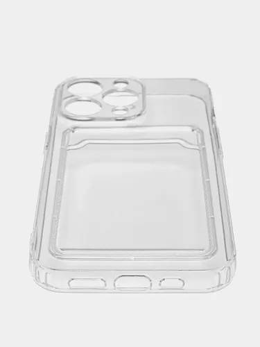 Чехол для iPhone 13 Pro Max силиконовый с карманом для карт, Прозрачный, 2100000 UZS