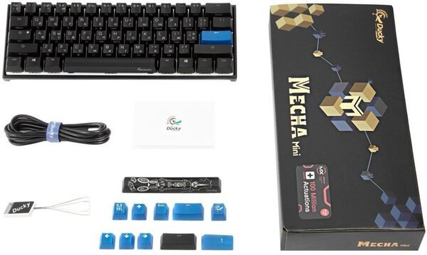 Игровая клавиатура Ducky Mecha Mini Cherry Blue Aluminium Black case, фото