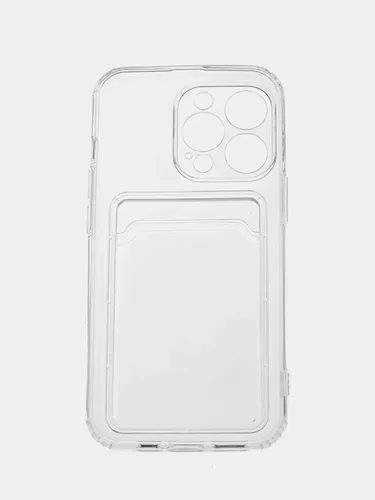 Чехол для iPhone 13 Pro Max силиконовый с карманом для карт, Прозрачный, фото