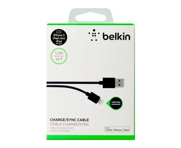 Кабель Belkin USB 2.0 Lightning USB-A 1.2m, Черный, купить недорого