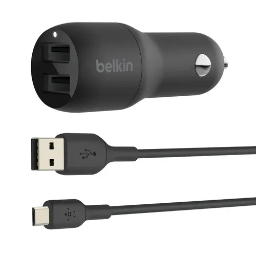 Автомобильное зарядное устройство Belkin 2 USB-A, 24W, Черный