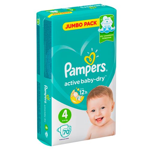 Подгузники Pampers Active Baby dry, 12 шт, Размер 4 на 9-14 кг