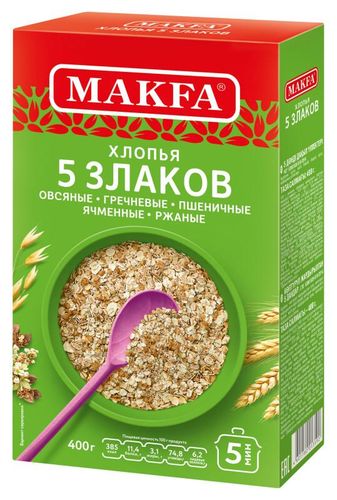 Хлопья Makfa 5 злаков, 400 гр, купить недорого