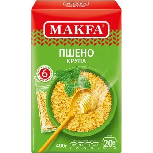 Пшено шлифованное высший сорт в пакетиках Makfa, 400 гр