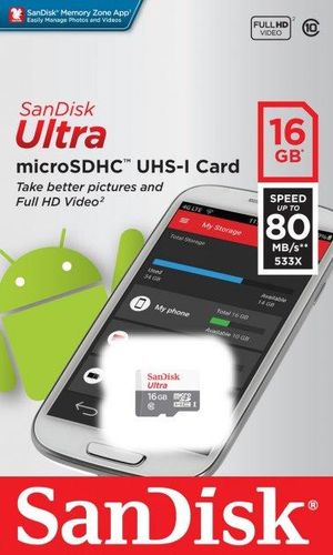 Внешний накопитель Sandisk Micro SD Card, Серый-белый, 16 GB, в Узбекистане