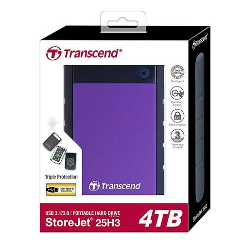 Внешний HDD Жесткий диск Transcend, Черный-фиолетовый, 4 ТБ, в Узбекистане