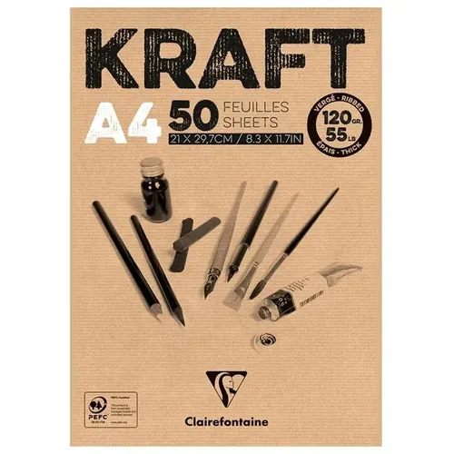 А4 Clairefontaine "Kraft" eskiz bloknoti, 50 varaq