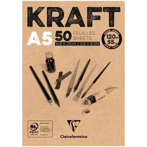 Скетчбук - блокнот А5 Clairefontaine "Kraft", 50 листов