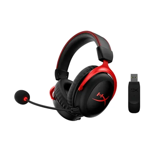 HyperX Cloud II simsiz o'yin minigarnituralari, qora-qizil