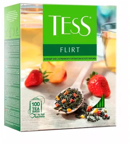 Чай зеленый Tess Flirt в пакетиках, 100 шт, в Узбекистане