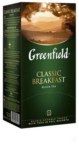 Qora choy Greenfield Classic Breakfast paketli, 25 d, в Узбекистане