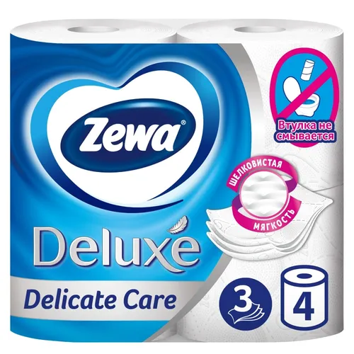 Туалетная Бумага Zewa Deluxe Без аромата 3 слоя, 4 рулона