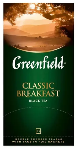 Qora choy Greenfield Classic Breakfast paketli, 25 d