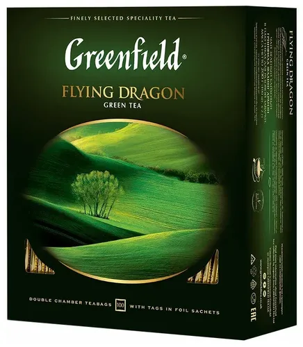 Чай зеленый Greenfield Flying Dragon в пакетиках, 100 шт, в Узбекистане