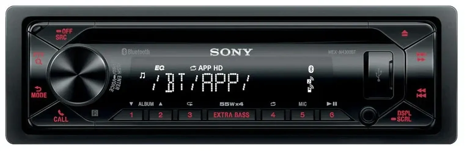 Автомагнитофон Sony MEX-N4300BT, Черный