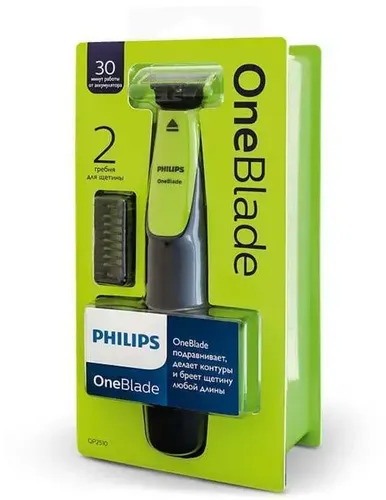 Soqol va mo'ylov uchun trimmer Philips OneBlade QP2510, Qora, sotib olish