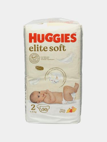 Подгузники Huggies Elite Soft 2 (3-6кг), 50 шт, купить недорого