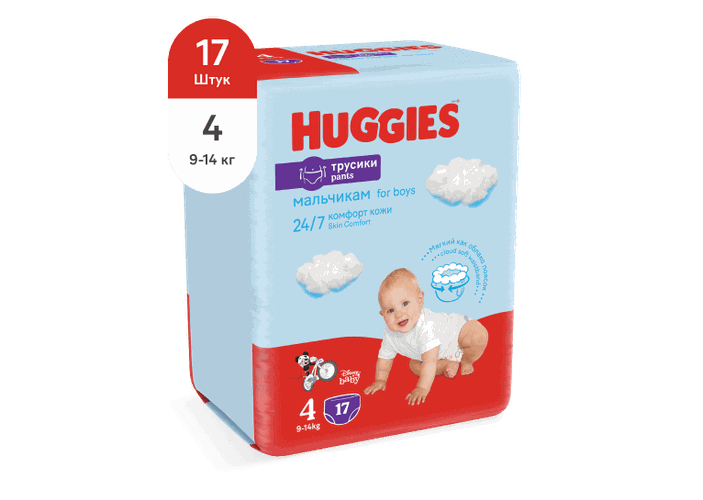Huggies 4 Трусики-подгузники  Для мальчиков (9-14 кг), 17 шт. 