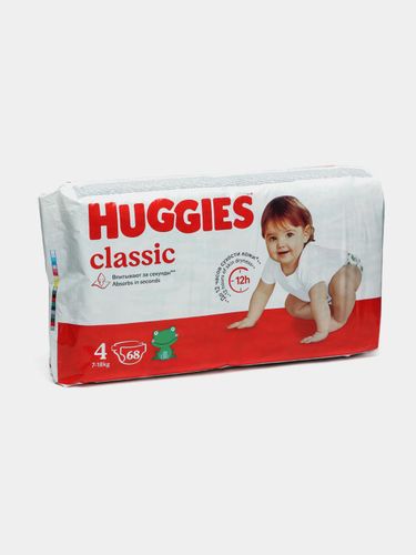 Подгузники Huggies classic 4 (7-18 кг), 68 шт