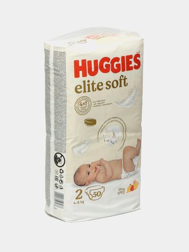 Подгузники Huggies Elite Soft 2 (3-6кг), 50 шт, купить недорого