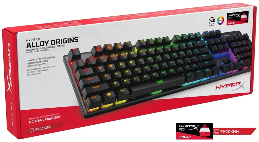 Oʻyin klaviaturasi HyperX Alloy Origins HyperX Blue, qora, в Узбекистане