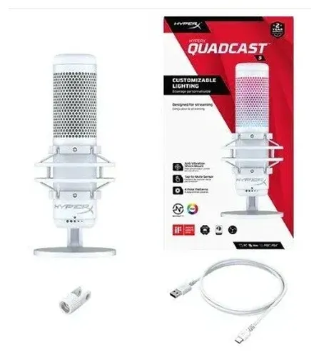 Микрофон проводной HyperX QuadCast S, Белый, в Узбекистане