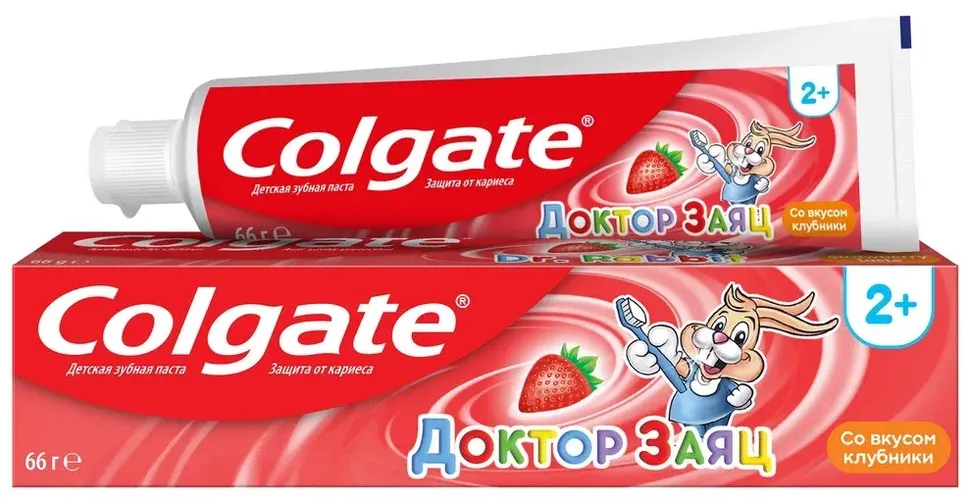 Зубная паста Colgate Доктор Заяц вкус Клубники детская, 50 мл