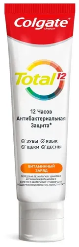 Зубная паста Colgate Total 12 Витаминный заряд антибактериальная, 100 мл, купить недорого