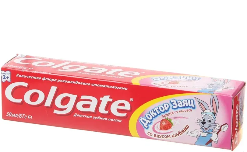 Зубная паста Colgate Доктор Заяц вкус Клубники детская, 50 мл, фото