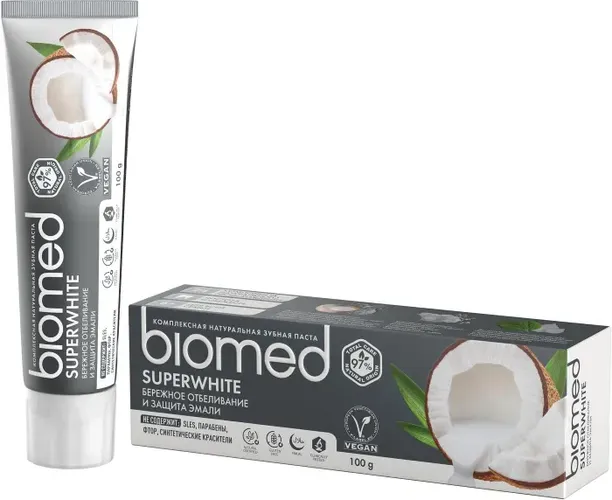 Biomed Superwhite tish pastasi, sezgir emal uchun, 100 ml