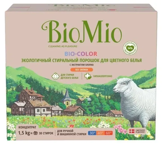 Стиральный порошок BioMio BIO-COLOR без запаха, 1.5 кг