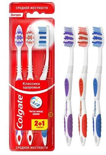 Colgate Classic Health ko'p funksiyali tish cho'tkasi, o'rtacha qattiqlik 2+1