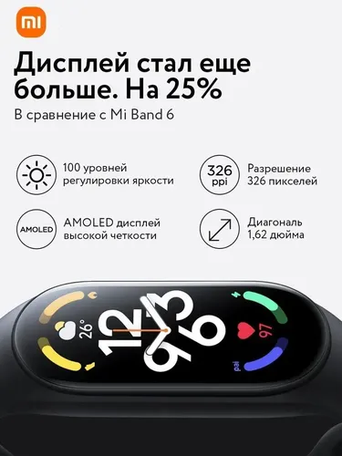 Смарт-часы Xiaomi Mi Band 7, Черный, фото