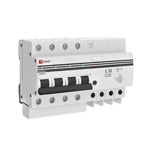 Differentsial avtomat AD-4 32А/ 30mA (har. C, AC, elektron, himoya 270V) 4,5kА EKF PROxima