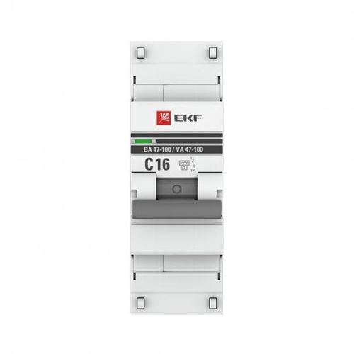 Автоматический выключатель 1P  16А (C) 10kA ВА 47-100 EKF PROxima, фото