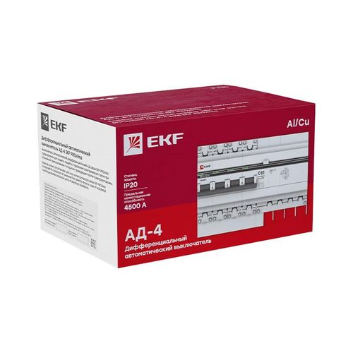 Differentsial avtomat AD-4 32А/ 30mA (har. C, AC, elektron, himoya 270V) 4,5kА EKF PROxima, купить недорого