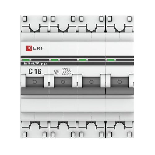 Автоматический выключатель 4P 16А (C) 4,5KA ВА 47-63 EKF PROxima, купить недорого