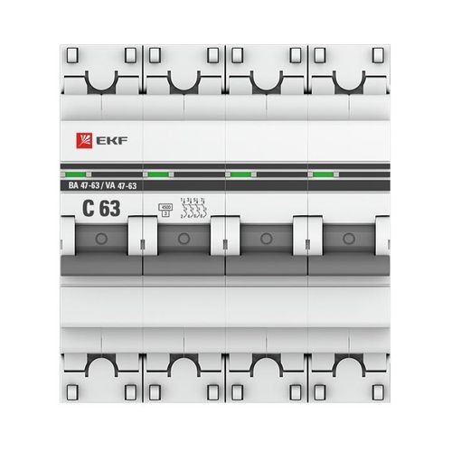 Автоматический выключатель 4P 63А (C) 4,5KA ВА 47-63 EKF PROxima, купить недорого