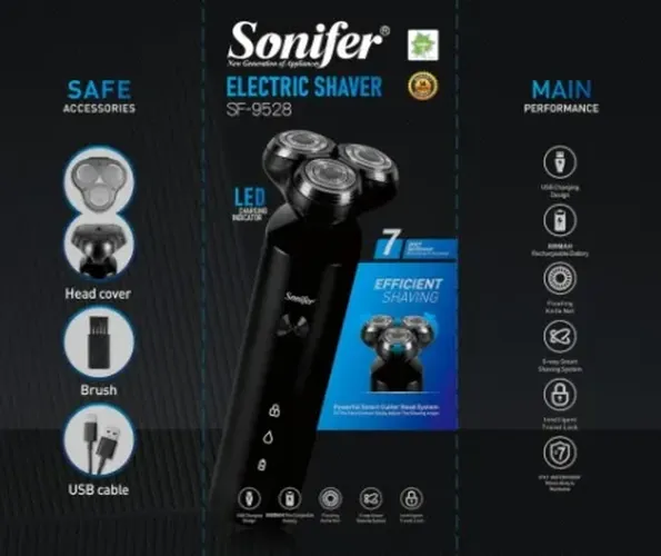 Elektr soqol olgich Sonifer SF-9528, qora, купить недорого