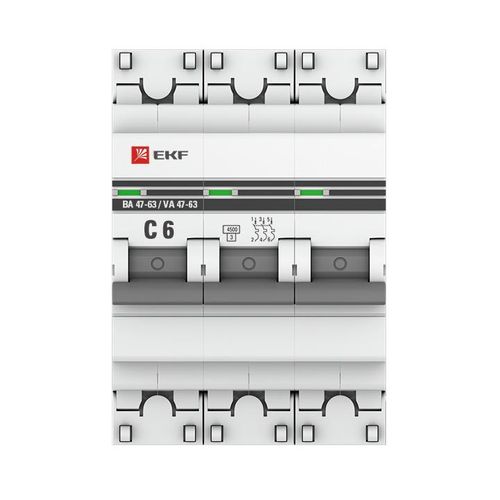 Автоматический выключатель 3P  6А (C) 4,5kA ВА 47-63 EKF PROxima, купить недорого