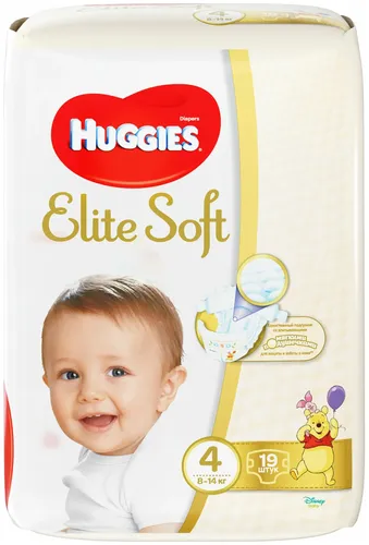 Huggies Elite Soft Размер 4 (8-14кг) Подгузники 19 шт., купить недорого
