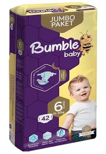 Bumble Baby  Подгузники Размер 6 (15-30 кг) Суперабсорбент Дышащие Материалы Герметичные Барьеры Защита До 12 Часов JUMBO PACKAGE, 42 шт.