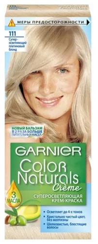 Garnier Color Naturals Краска для волос  тон  111 Суперосветляющий “Платиновый блонд”, 8 недель стойкого цвета Глубокое питание Насыщенный цвет Для всех типов волос, 110 мл