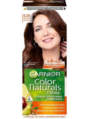 Garnier Color Naturals  5.25 “Горячий шоколад” Краска для волос Крем-краска 8 недель стойкого цвета Глубокое питание Насыщенный цвет Для всех типов волос, 110 мл
