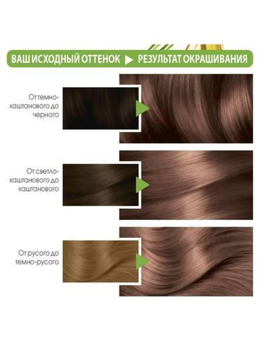 Garnier Color Naturals Soch bo'yog'i ton6.25 Shokolad Oq sochlarni bo'yaydi 8 hafta rang 5 ta moy, 110 ml, в Узбекистане