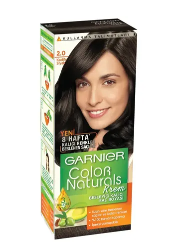 Garnier Color Naturals Краска для волос Крем-краска тон 2.0 “Элегантный черный”, 8 недель стойкого цвета Глубокое питание Насыщенный цвет Для всех типов волос, 110 мл