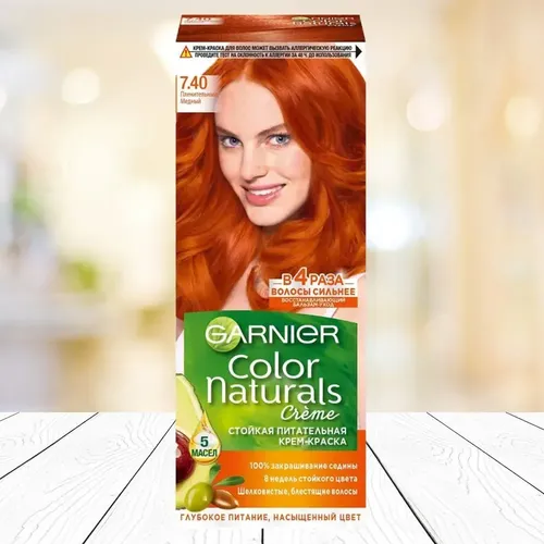 Garnier Color Naturals 7.40  “Пленительный медный” Краска для волос Крем-краска 8 недель стойкого цвета Глубокое питание Насыщенный цвет Для всех типов волос, 110 мл