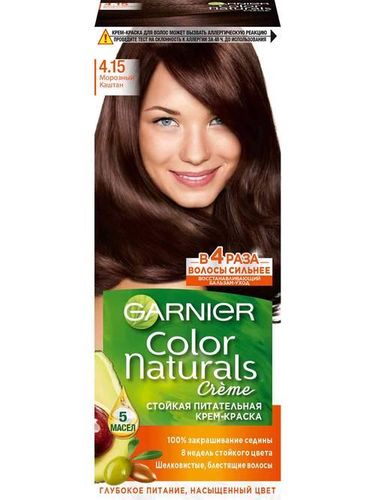 Garnier Color Naturals Краска для волос  тон  4.15 “Морозный каштан”, 8 недель стойкого цвета Глубокое питание Насыщенный цвет Для всех типов волос, 110 мл