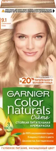 Garnier Color Naturals 9.1 “Солнечный пляж” Краска для волос Крем-краска 8 недель стойкого цвета Глубокое питание Насыщенный цвет Для всех типов волос, 110 мл